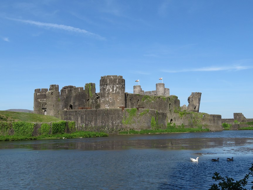 Medieval castle overlooking a lake