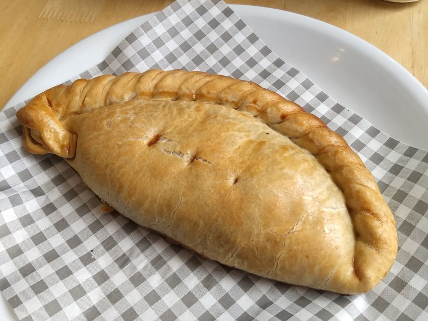 A pasty on a plate, waiting to be devoured!